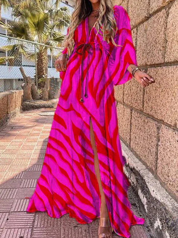 Kiana - Elegante vestido estampado tipo cover-up para la playa
