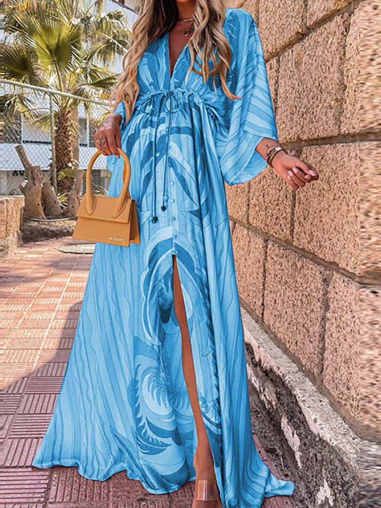 Kiana - Elegante vestido estampado tipo cover-up para la playa