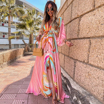 Kiana - Elegante vestido estampado tipo cover-up para la playa